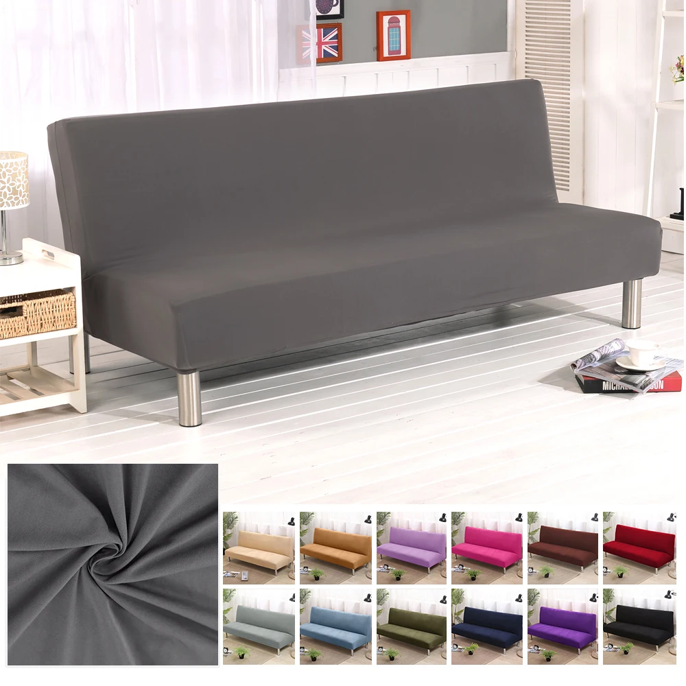 

24 Colors Solid Color Sofa Bed Covers Without Armrest Elastic Tight Wrap Couch Cover Stretch Flexible Slipcovers Sofa kid