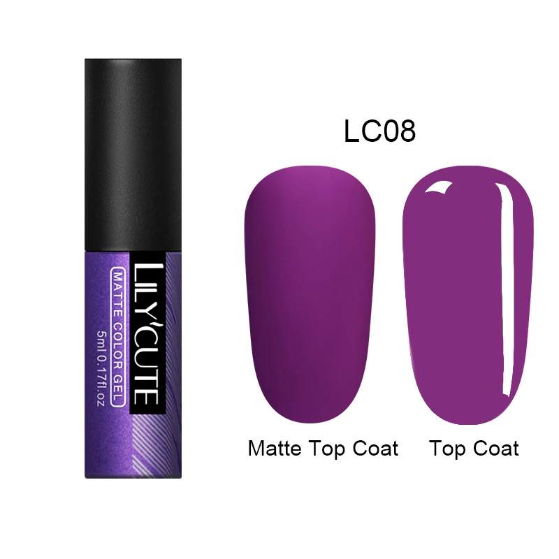 matte gel-8 LILYCUTE 5 мл Гель-лак для ногтей замачиваемый УФ-гель Полупостоянный замачиваемый УФ-Гель-лак стойкий серый кофейный лак для ногтей - Цвет: matte gel-8