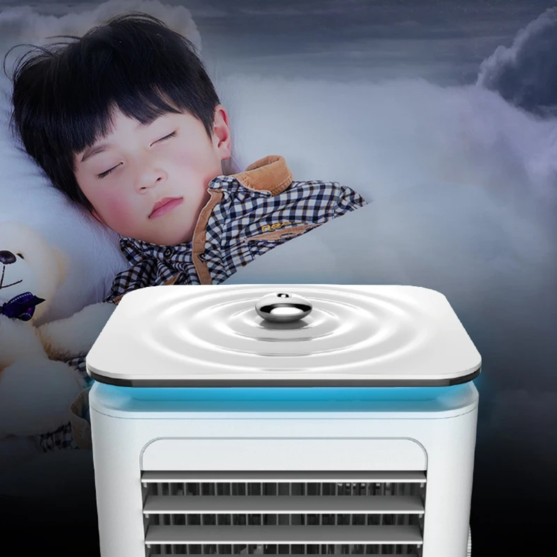 Preço Ventilador Portátil Do Condicionador De Ar, Ventilador De Mesa Silencioso Super Do Refrigerador De Ar Com Punho, Fã De Nebulização Do Umidificador, 3 Velocidades, Para O Escritório