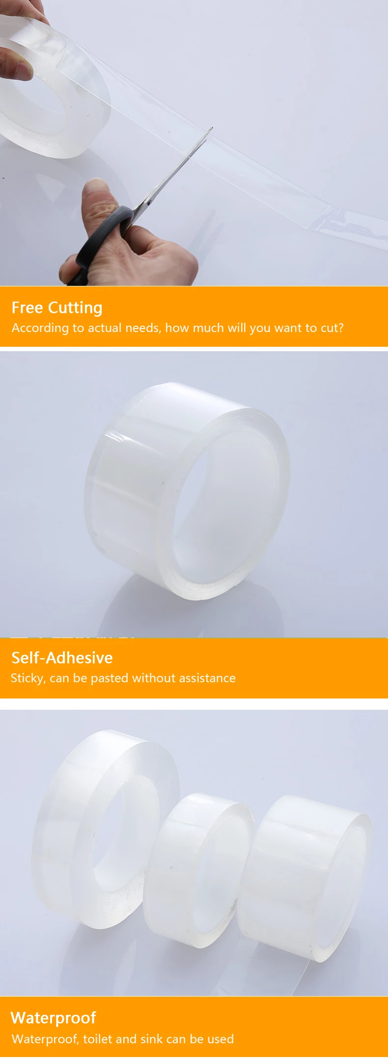 Водонепроницаемая акриловая прозрачная лента с защитой от плесени |