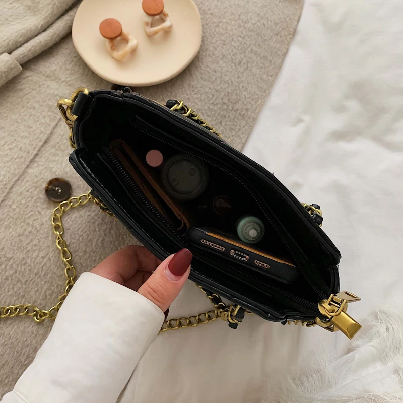 Женская кожаная клетчатая сумка сумка-мессенджер на плечо с цепочкой известный