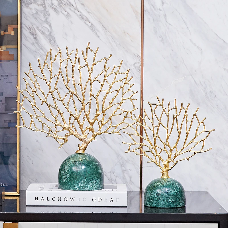 Скульптура из сплава в форме кораллового дерева Moder декоративная статуя зеленого