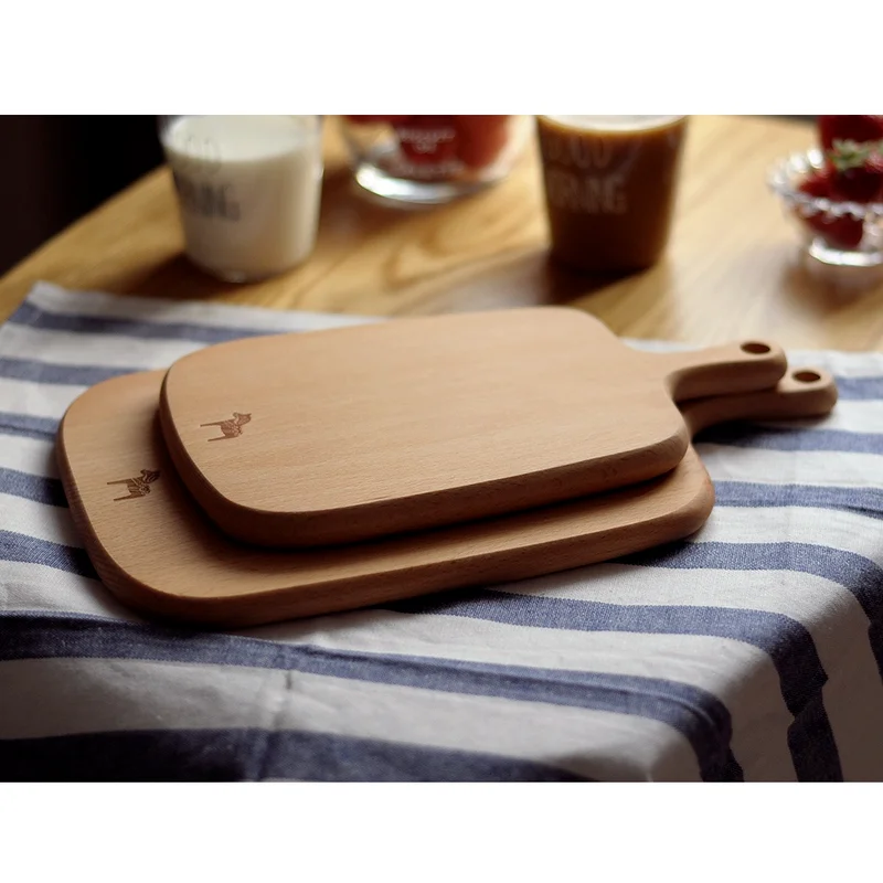 

Quality Kitchen Wooden Chopping Blocks Beech Walnut Cutting Board Pizza Bread Fruit Sushi Tray Hangable Non-slip Kitchen Tools