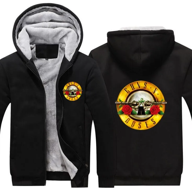 С капюшоном стеганая куртка свитшоты Guns N Roses N 'Roses и новые пять-Di мужской sial свитшот-худи, толстовки - Цвет: Черный