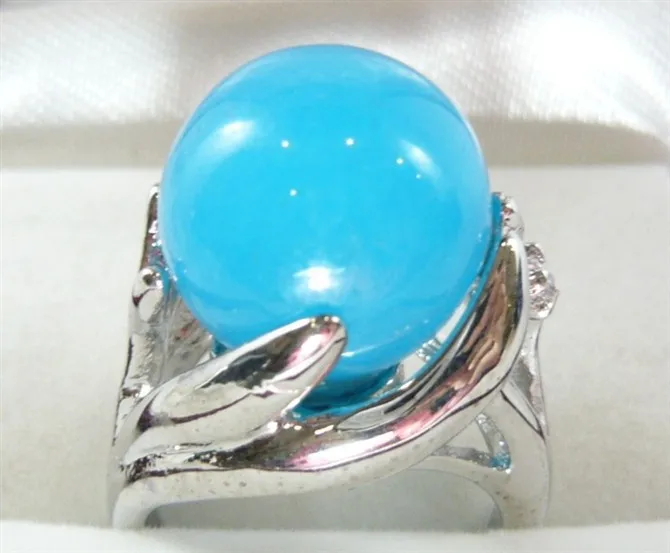 

Оптовая продажа, благородное модное кольцо 14 мм с голубым натуральным нефритом и серебряным покрытием (#7.8.9)