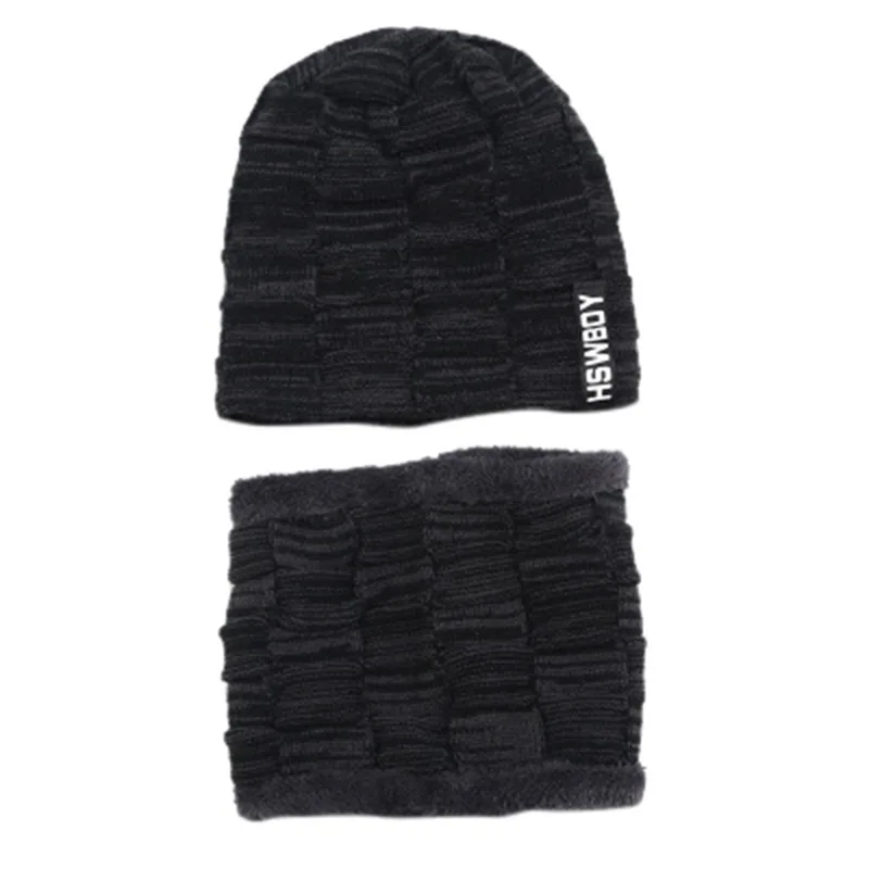 

MOOMBIFFY NEW Men Women Winter Gradient Knit Hat Collar Set Thick Warm Wool Earmuffs winter hats for gorros mujer invierno A25