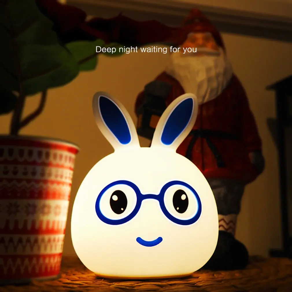 Cute Rabbit Lamp Light USB Table Lamp Cartoon LED Charging Silicone Night Light for Children Adults Bedroom Drop shipping
