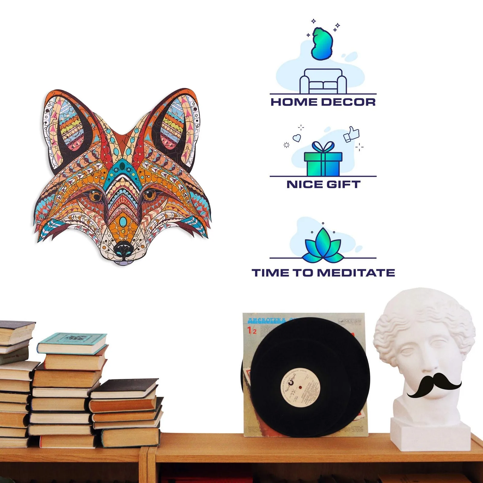 

Wooden Puzzle Irregular Puzzle Unique Shape Pieces Gift for Adults and Kids Thick fox wooden jigsaw puzzle