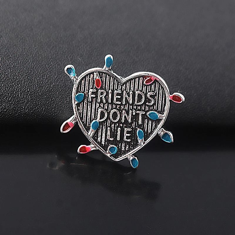 Ужас ТВ странные вещи Броши с сердечком булавки буквы &quotДрузья не лгут&quot