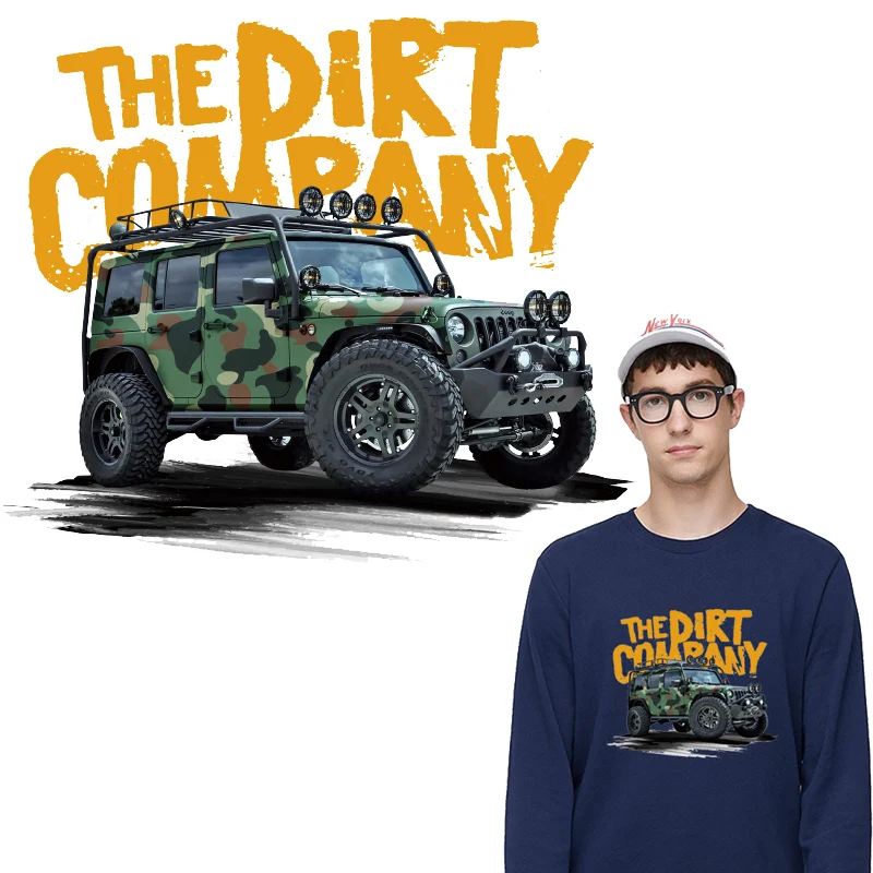 

Off-road Camouflage Jeep Patches Heat Transfer Vinyl Sticker Iron on Transfers For Clothes A-level Man Car Stickers Washable DIY