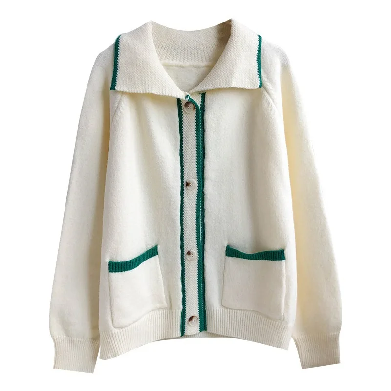 

Корейский модный кардиган, свитер для женщин, новинка сезона осень-зима 2021, винтажный милый вязаный кардиган контрастных цветов, свитер