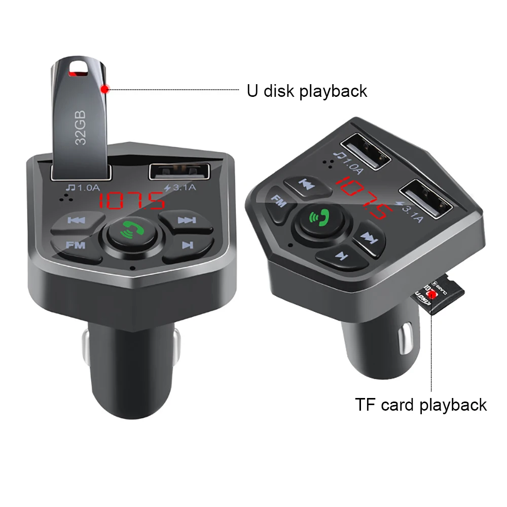 Передатчик автомобильный комплект Bluetooth 5 0 Handsfree беспроводной передатчик LCD MP3