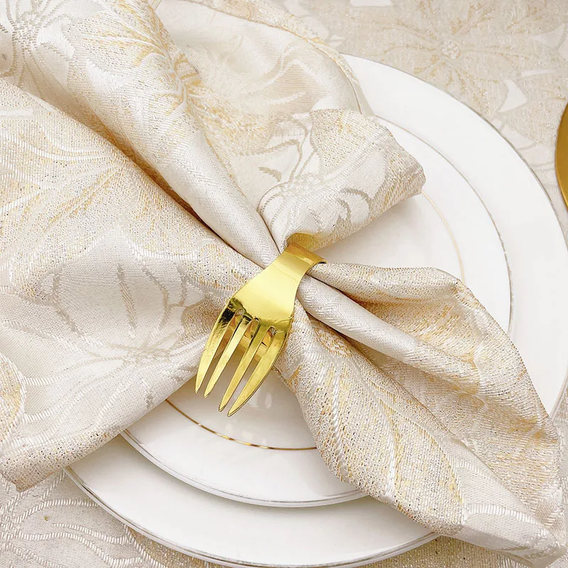 

6pcs/set Hotel Western Food Fork Napkin Ring Napkin Button Golden Napkin Ring