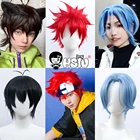 Парик для косплея SK8 the Infinity Langa Reki Miya из аниме SK EIGHT, для косплея HSIU с короткими волосами синегоКрасногочерного цвета и бесплатной шапочкой, SK EIGHT