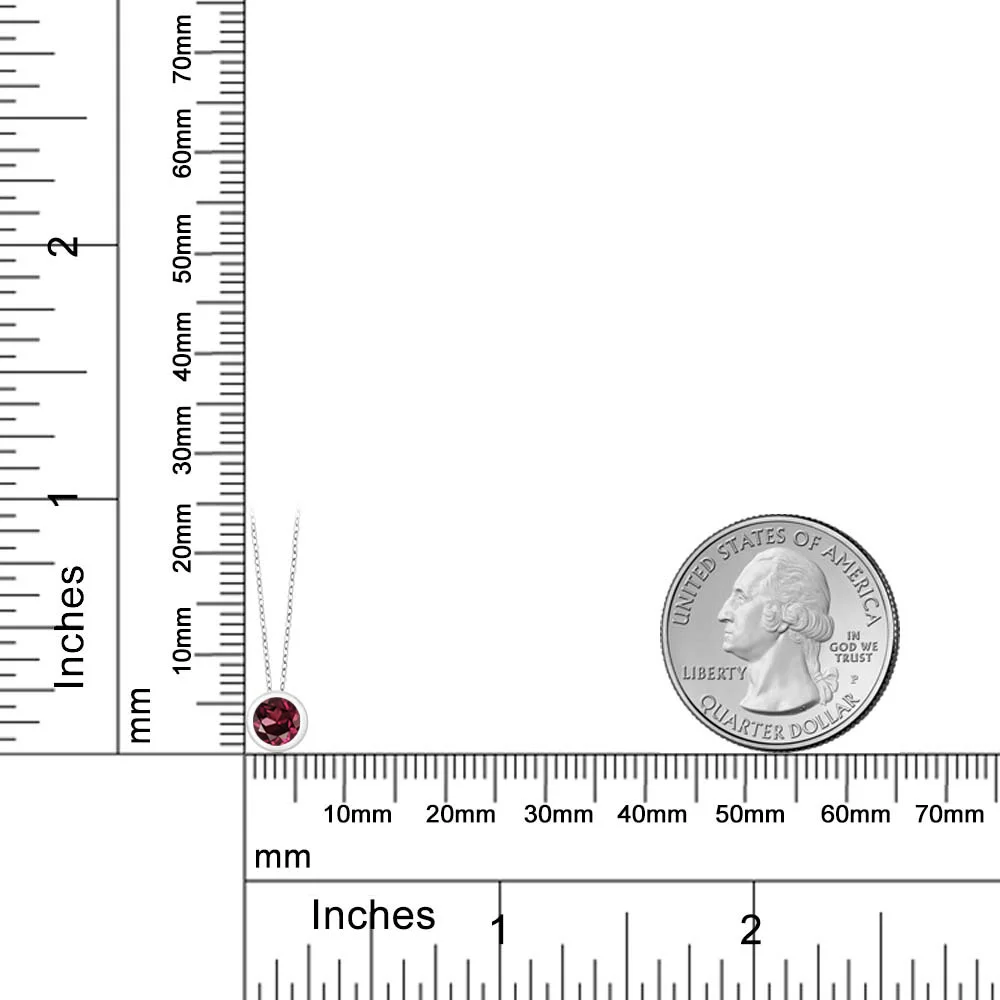 Круглая подвеска с цепочкой из серебра 925 пробы красным родолитом гранатом 1 00