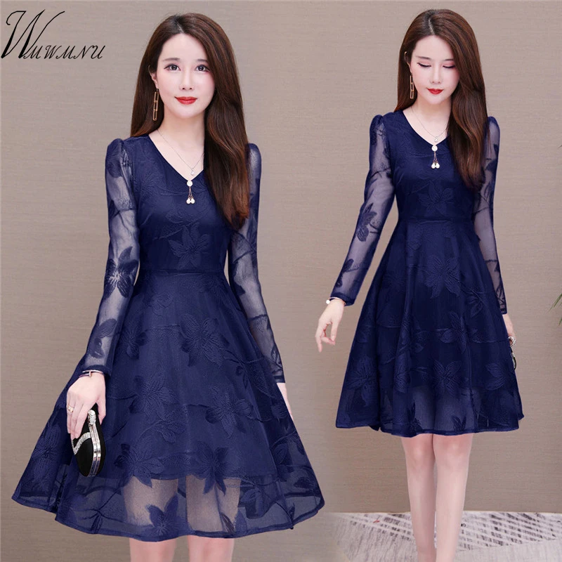Casual Sexy Midi Dress Women V-Neck Long Sleeve Beach Club Party Dresses Female Embroidery pearl Floral Elegant Vestidos | Женская
