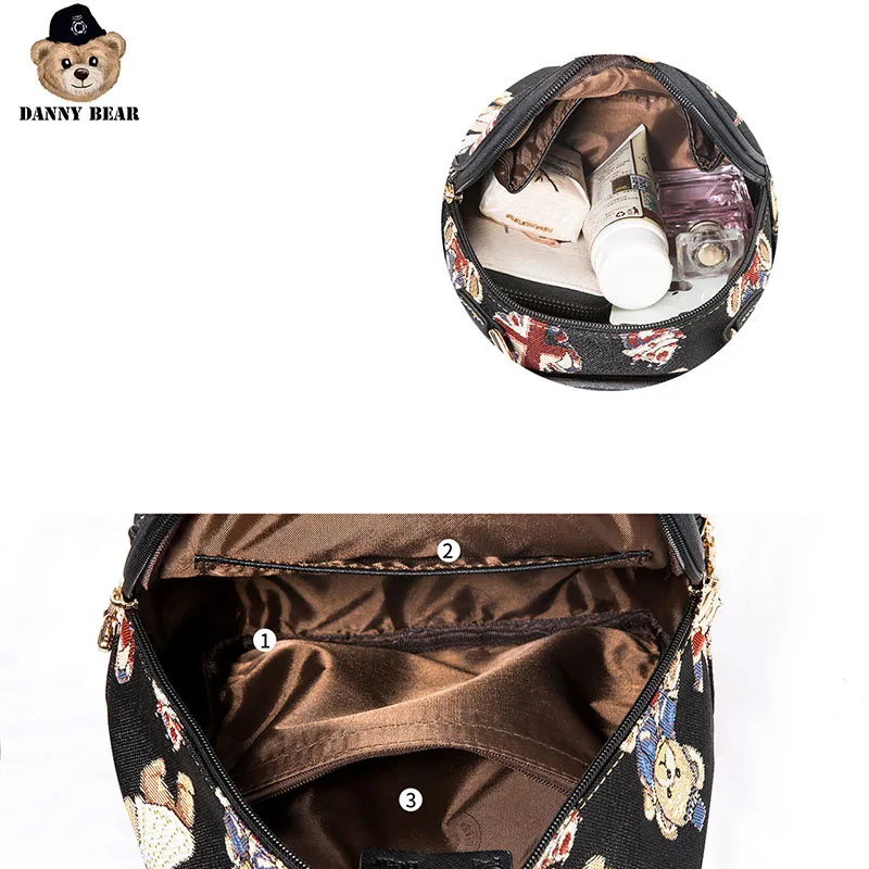 

Danny Bear Travel Backpack Fashion Bear Printed Fabric Bagpack Casual College Student Bag DMB9115133
