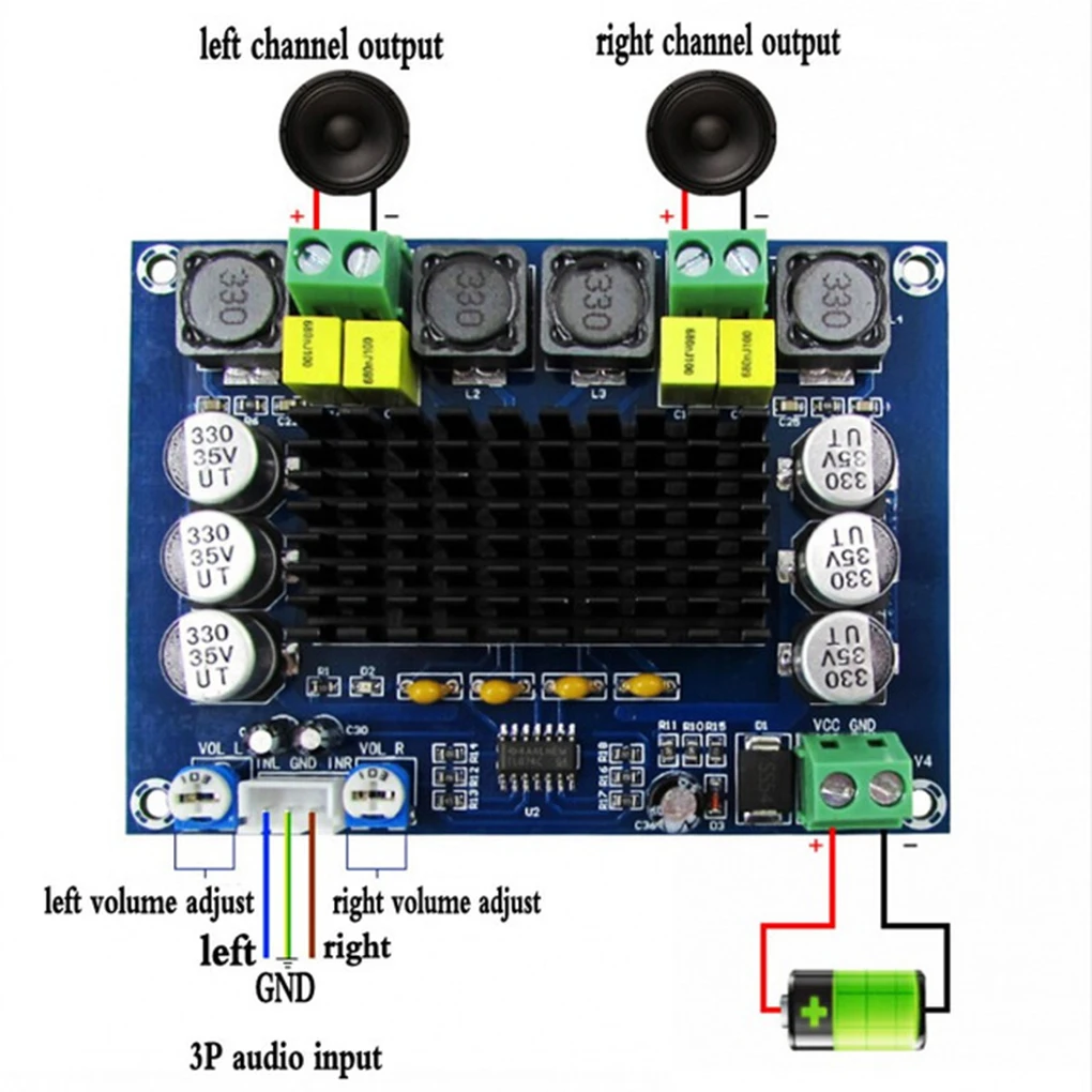 Dual-channel Stereo High Power Digital Audio Amplifier Board 2*100W | Электроника