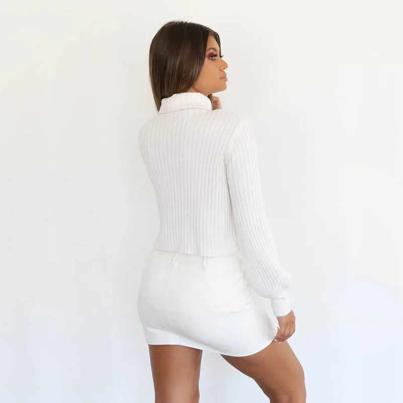 Теплый Женский свитер с высоким воротником рубашка сезон осень-зима вязаный