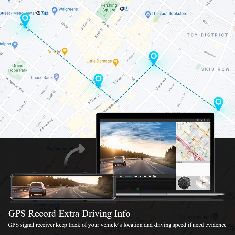 4K Car Dvr 12 Inch GPS WiFi Dash Camera Sony Rear View Mirror 3840*2160P Cam Video Recorder Park Monitor | Автомобили и мотоциклы