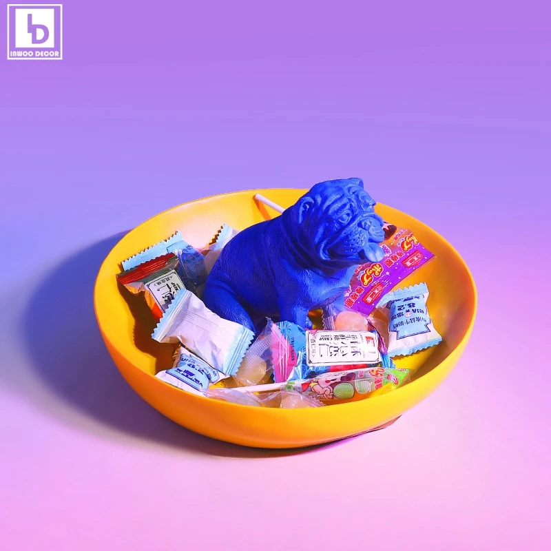 

Colorful Bull Dog Pot Animal Figurine Figure Statue Sculpture Storage Tray Living Room Office Ornaments Home Decor Decoration