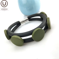 ukebay new armygreen wood cuff bracelets women charm bracelet designer handmade jewelry luxury love bangles rubber jewellery