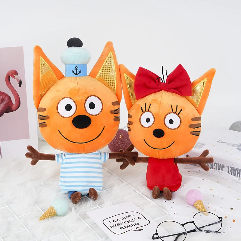 

2021 Genuine Kid E Cats My Family Three Happy Cats Plush Doll Cookie Candy Pudding Happy Cat Doll Toy Children Gift