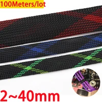 100m 2 4 6 8 10 12 14 16 18 20 25 30 40 mm high density pet braided expandable sleeve wire wrap insulated nylon protector sheath