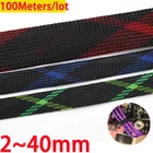 100 м 2 4 6 8 10 12 14 16 18 20 25 30 40 мм высокой плотности ПЭТ плетеные расширяемый рукав провода Обёрточная бумага утепленная нейлоновая защитный бандаж оболочка