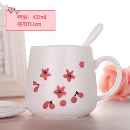 L Oussirro Детские Мультяшные кружки с ложкой и крышкой для творчества керамическая кружка Студенческая Питьевая чашка кактус термос - Цвет: L