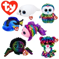 ty beanie boos big eyes 6 15 cm cute spider fish owl leopard colorful series soft plush toys collection bedroom decor kids gift