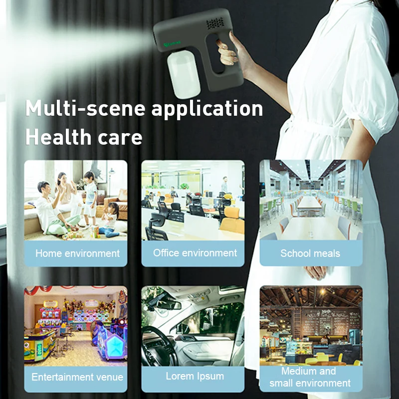 

1pc New 380ML Wireless Disinfection Spray Handheld Portable USB Rechargeable Nano Atomizer Home Purple Light Sterilization Spray