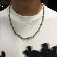 hip hop geometric thorns chain women mens trendy punk silver color necklaces jewelry accessories ladies fashion colliers femme