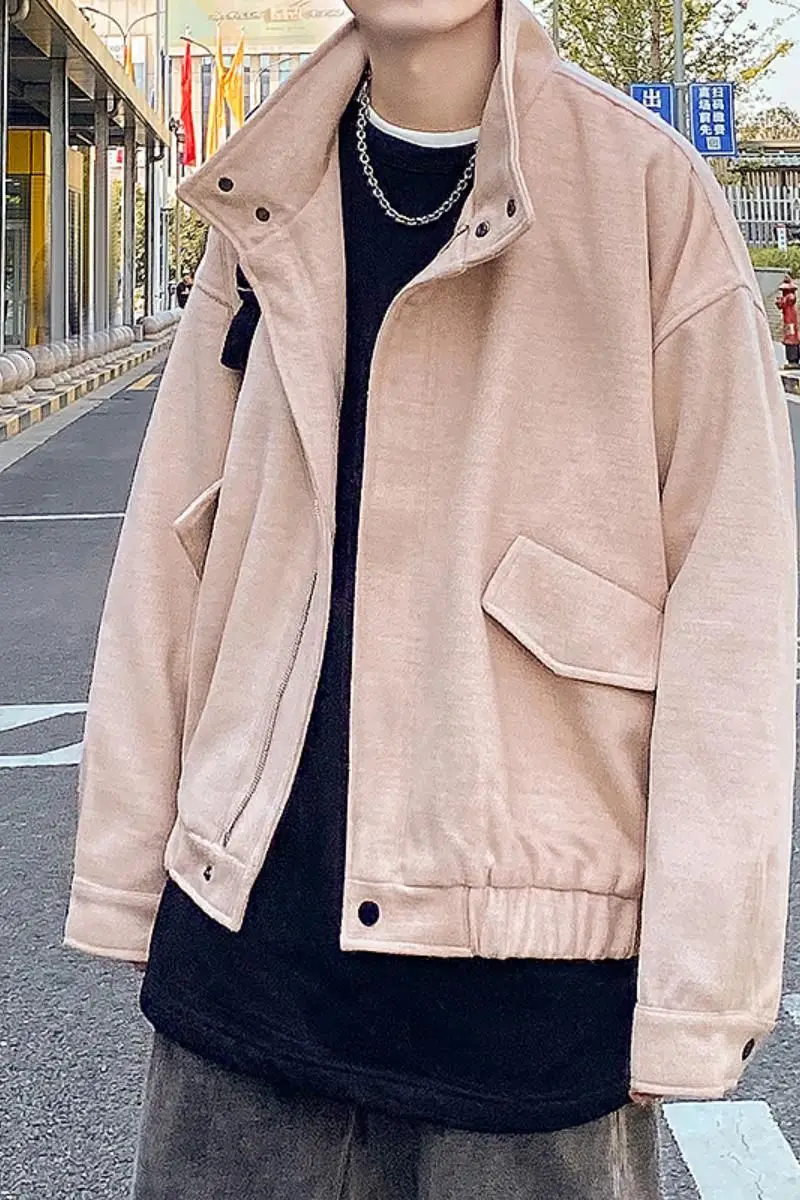 

2020 Spring And Autumn New Youth Fashion Men's Loose Solid Color Lapel Woolen Jacket Fashion Casual All-match Top M-2XL