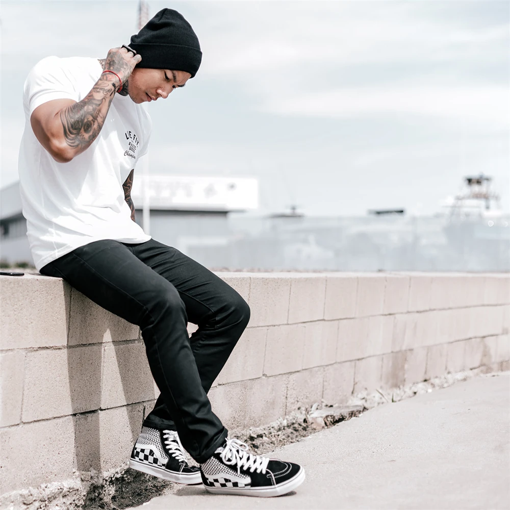 Men's Summer Black White Gray GYM Workout Fitness Cotton T-Shirt Sport Running Basketball Training Athletic Cloth Daily Wear