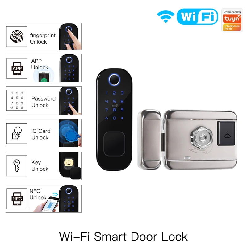 

2021 Tuya Wifi Smart Lock Door Fingerprint Lock Smart Home Waterproof Lock Digital Door Lock Password For Home Hotel Security