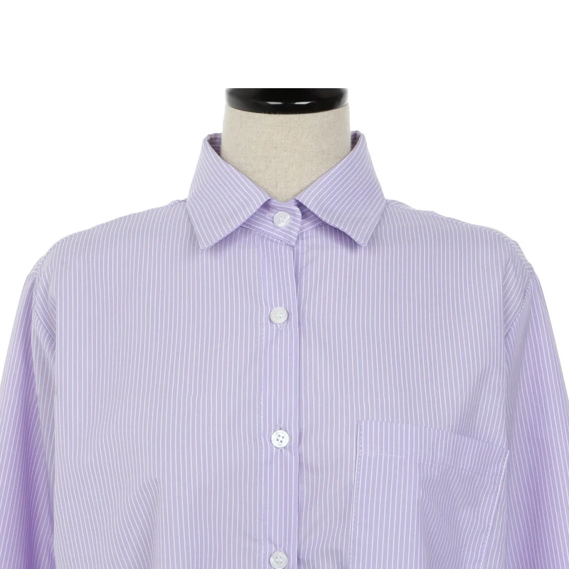 GOPLUS/Весенняя женская блузка Весенняя рубашка в полоску с длинным рукавом