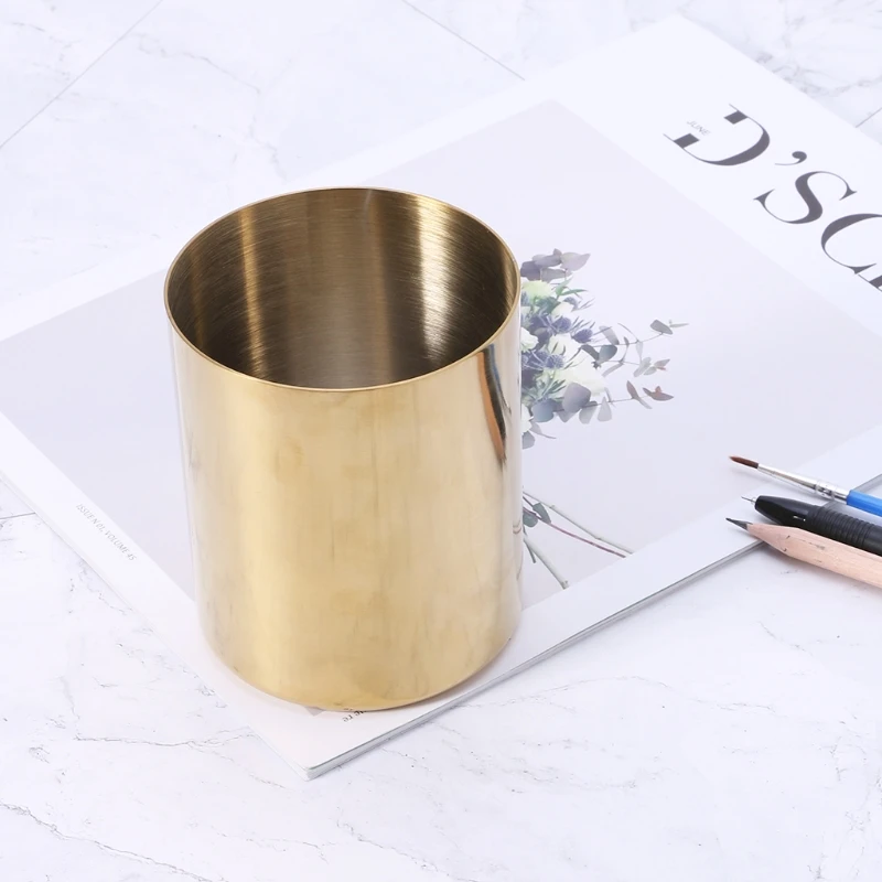 Golden Pen Pencil Pot Holder Container Organizer Home Desk Stationery Decor | Канцтовары для офиса и дома