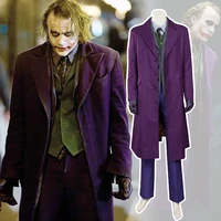 heath ledger cosplay suit halloween men the dark knight joker costume purple jacket full sets shirt tie vest windbreaker pants