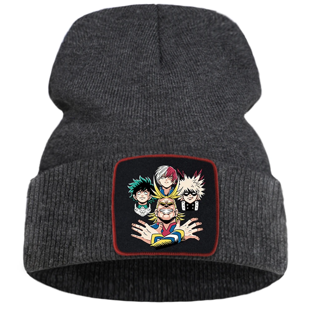

Японская трикотажная шапка в стиле аниме, Повседневная модная Шапка-бини, гибкие шерстяные хлопковые шапки без козырька, толстые мягкие спо...