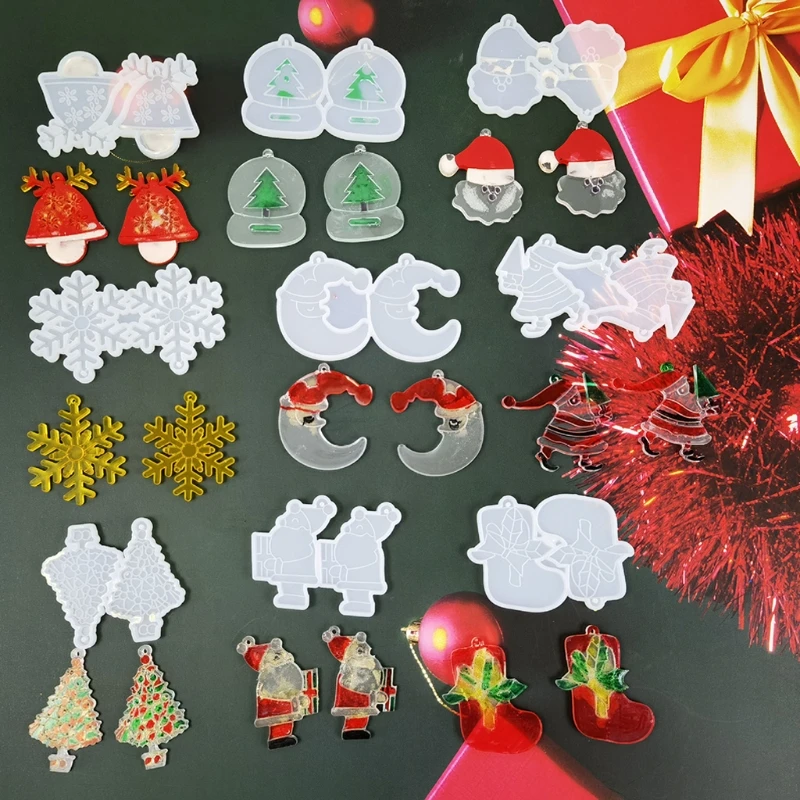 

Christmas Pendant Combination Earrings Mold Christmas Pendant Silicone Mold Home Decoration Mold Suitable for Women