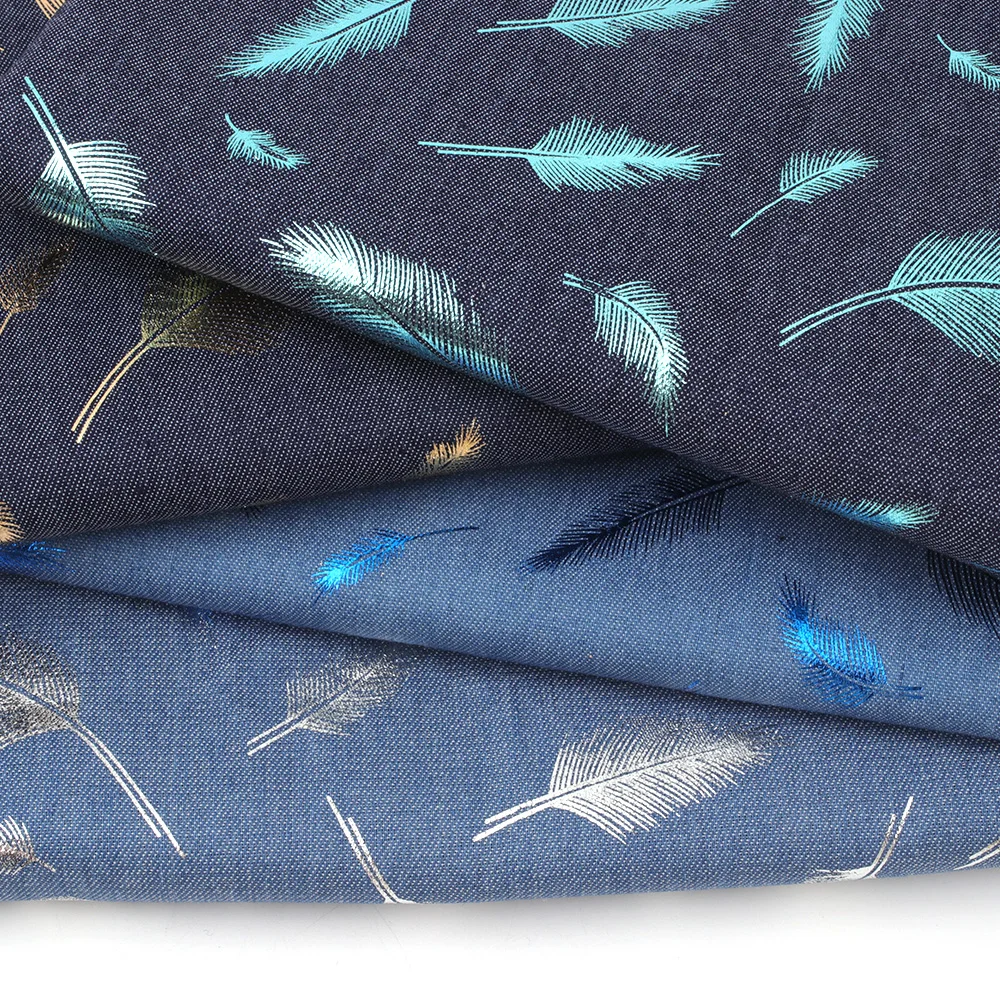 Джинсовая ткань с цветными Светоотражающими перьями для шитья одежды платьев