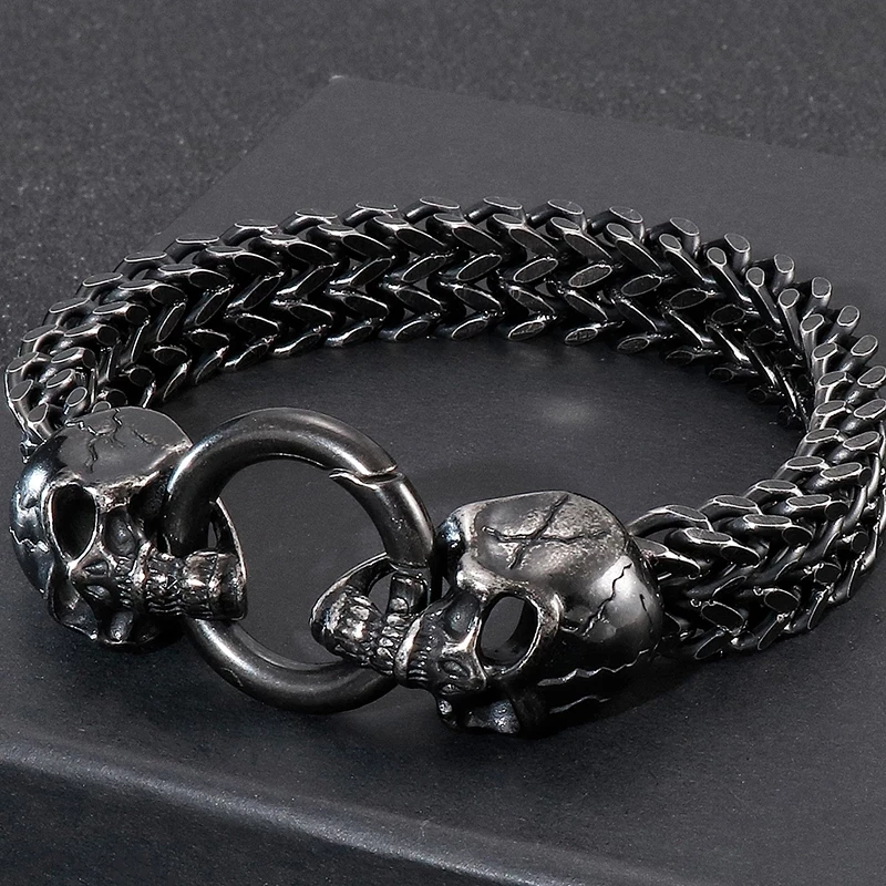 

Fashion Vintage Punk Viking Wolf Charm Bracelet Hiphop Men's Stainless Steel Mesh Chain Skull Lion Bracelet Rock Biker Jewelry