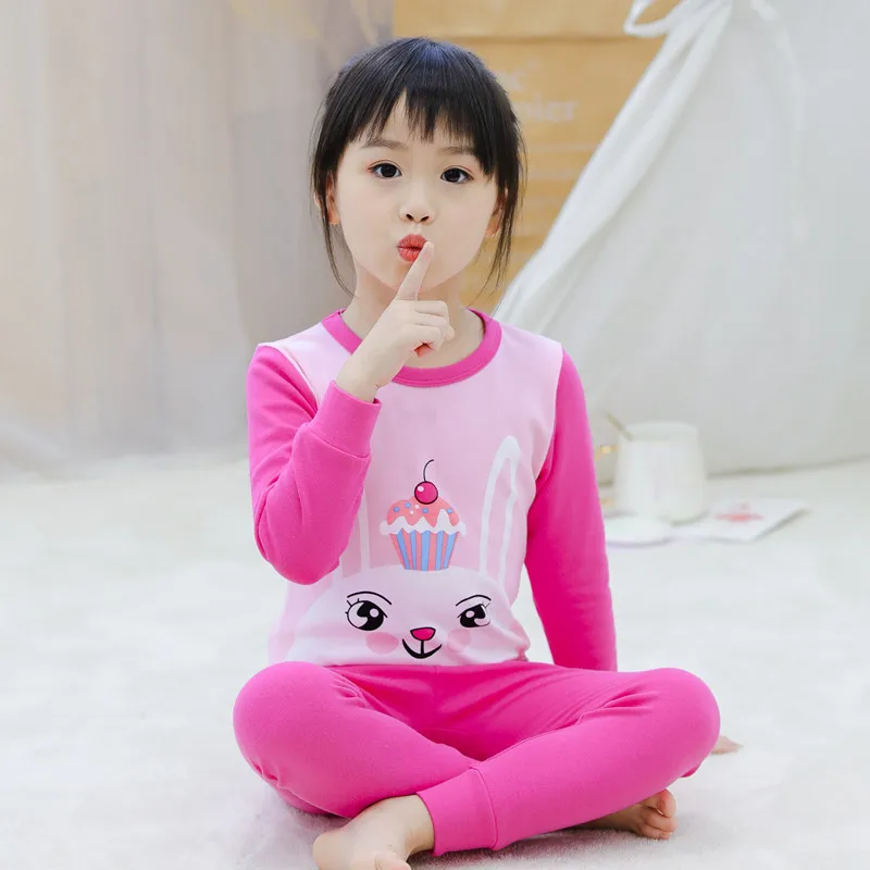 

Осенний пижамный комплект для девочек, детское хлопковое нижнее белье, Детская домашняя одежда, новая осенняя одежда и осенние брюки, комплект из 2 предметов