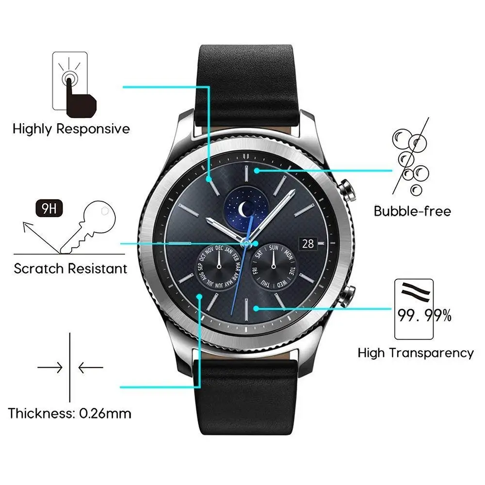 Стекло протектор экрана совместимый для samsung gear S3 Frontier SM-R760/Galaxy Watch 46 мм Классический