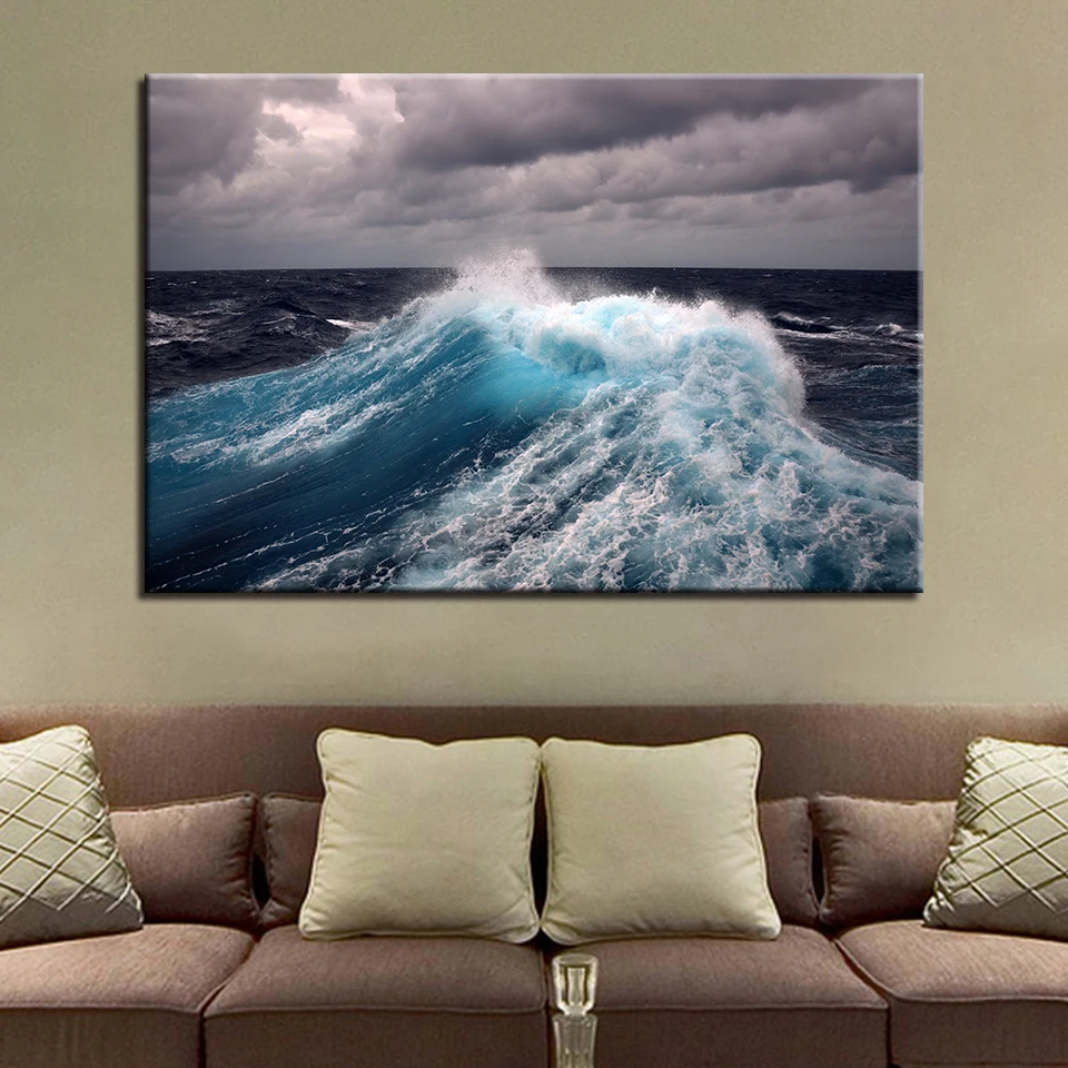 

Home Decoration Hd Print Canvas Wall Art Picture 1/picture Storm Sea Wave Painting Living Room Seascape Poster Without Frame