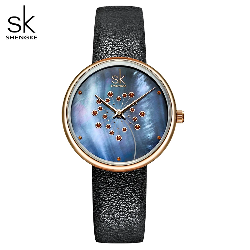 Shengke Quartz Women Watches Top Brand Luxury Waterproof Ladies Wristwatch Fashion Leather Female Gift Simple 2022 Montre Femme