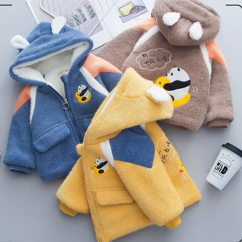 

New Boys' Coat Autumn And Winter Baby Plush Thickened Baby Foreign Style Lovely New Mink Children's Rabbit Wool Cotton Clothes