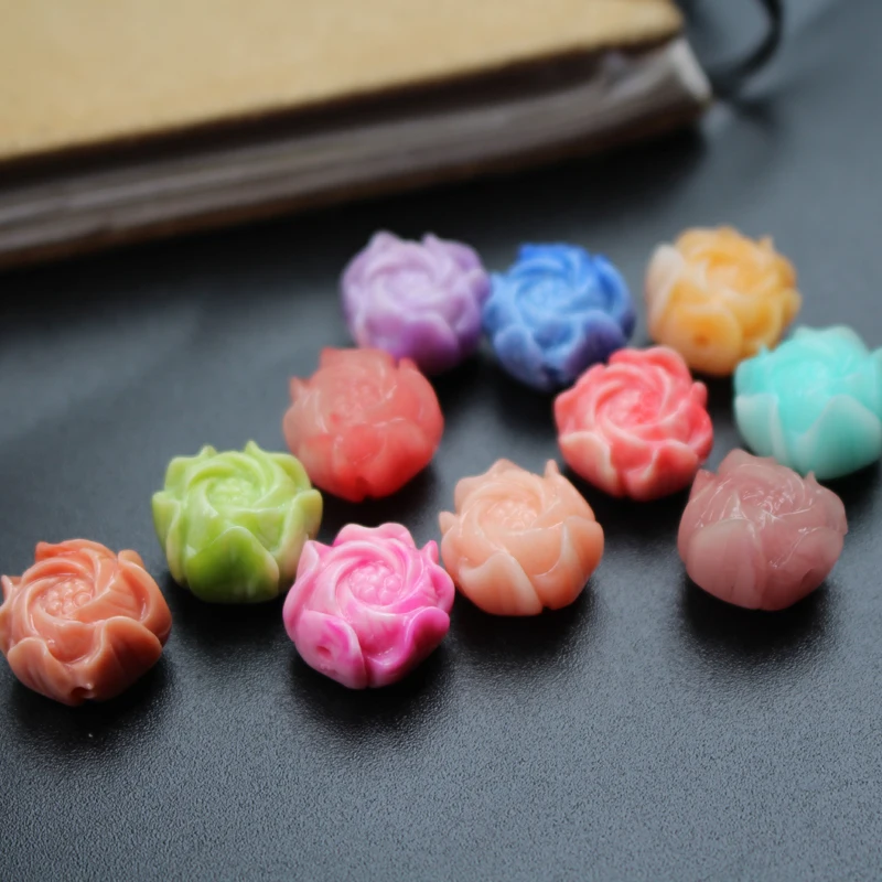 

10Pcs Carved13 15 20mm Artificial Coral FuRong Flowers Multi-colors Lovely Findings for Jewelry Bracelet Necklace Earring making