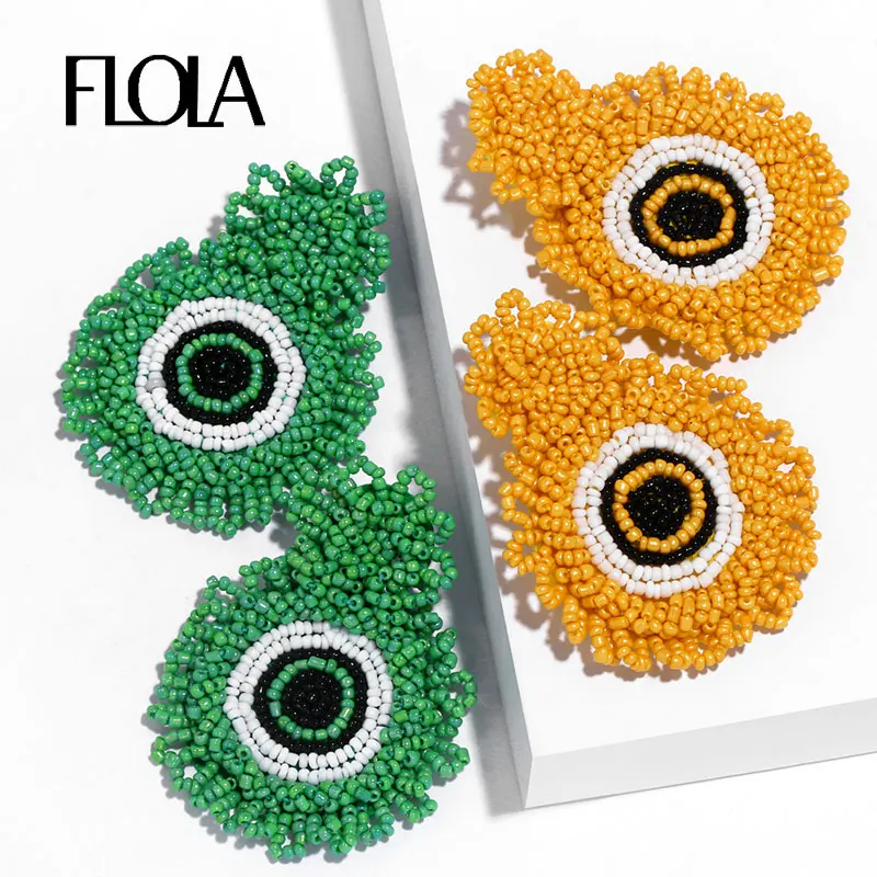 Женские богемные серьги подвески FLOLA ручной работы с большими бусинами массивные
